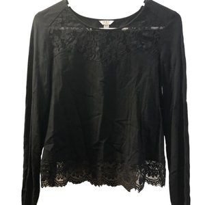 Guess Lace Black Long sleeve blouse SZ XS